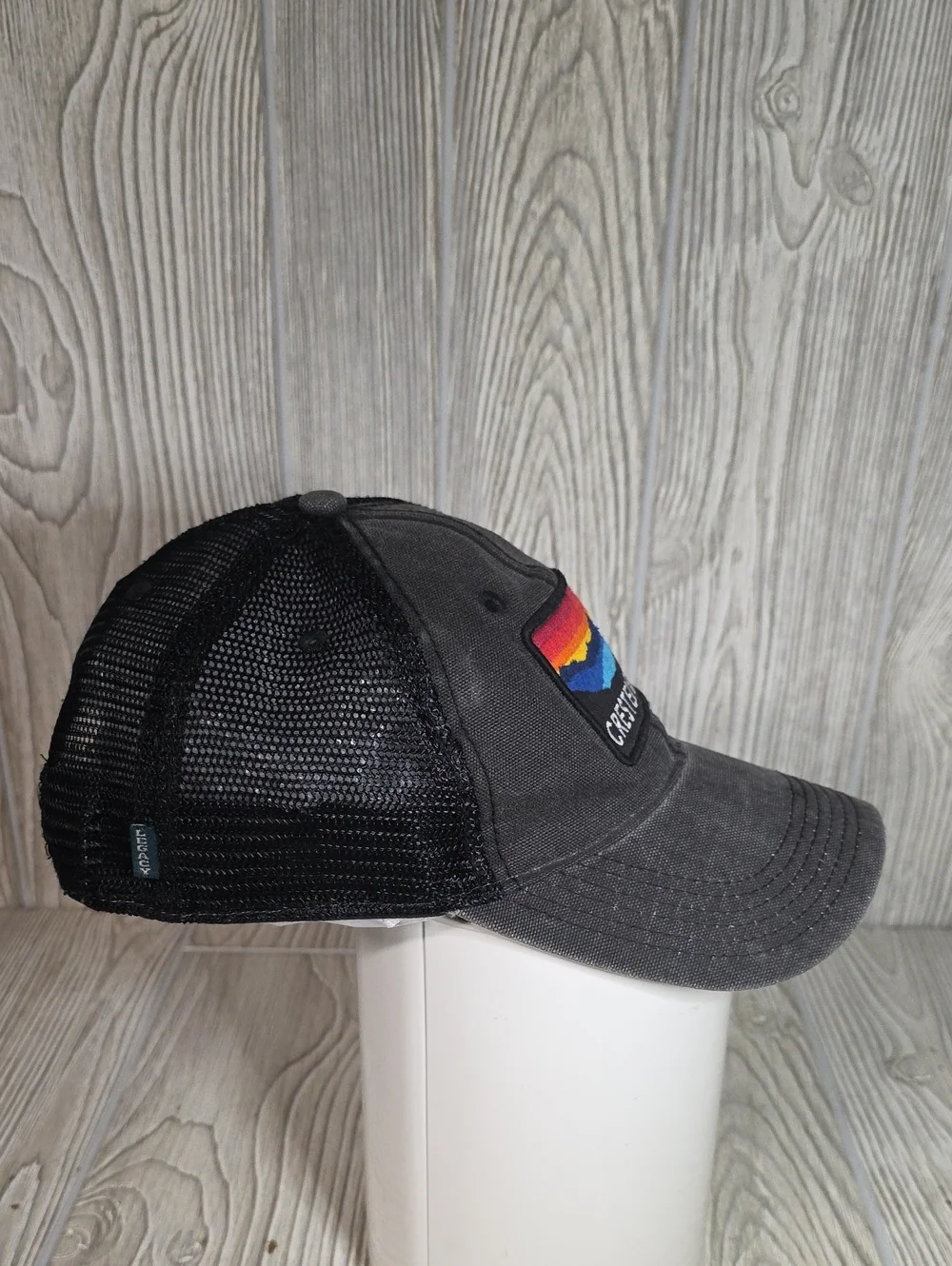 Legacy Crested Butte Faded Black Retro Style Trucker Hat With Patch